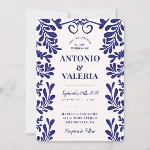 Invitation Mariage de la Hacienda mexicaine en Talavera bleue