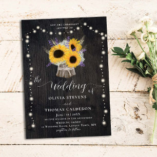 Invitation Mariage de la lavande de bain de Sunflower rustiqu