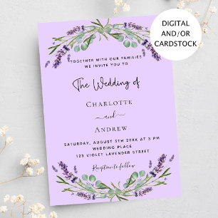 Invitation Mariage de la lavande violette eucalyptus vert