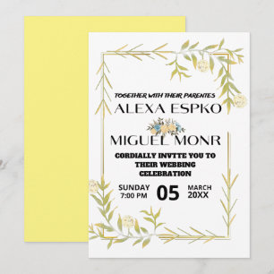 Invitation Mariage de la mariée abeille fleurs jaunes fête