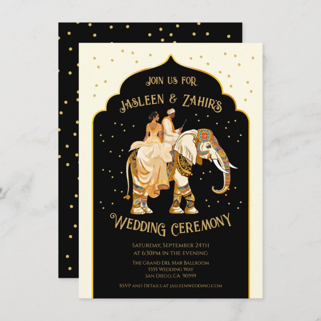 Invitation Mariage de la mariée indienne (Devant / Derrière)
