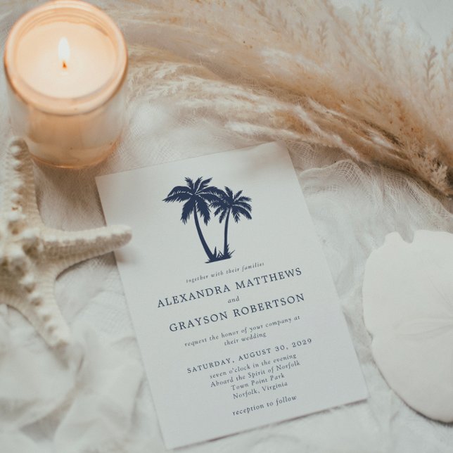 Invitation Mariage de la marine côtière de Palm Tree Beach (Créateur téléchargé)