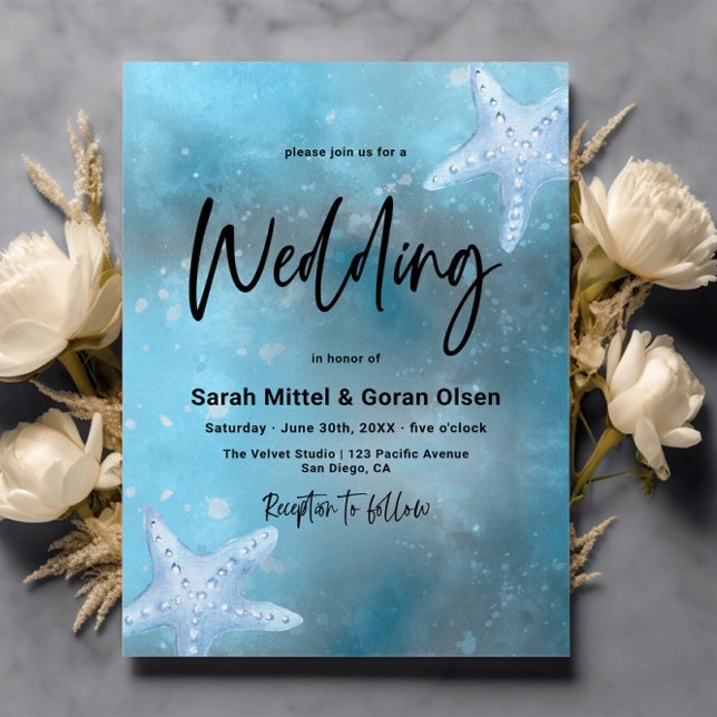 Invitation Mariage de la mer bleue profonde (Créateur téléchargé)
