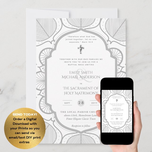 Invitation Mariage de la messe nuptiale catholique blanche en (Créateur téléchargé)