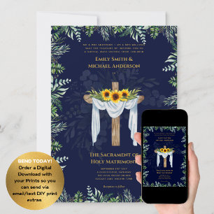 Invitation Mariage de la messe nuptiale catholique Croix Bleu