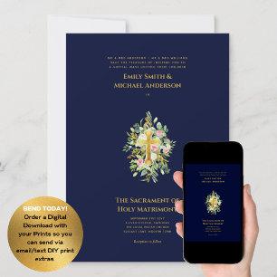 Invitation Mariage de la messe nuptiale catholique Croix Bleu