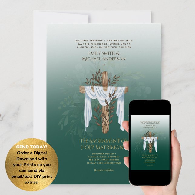 Invitation Mariage de la messe nuptiale catholique de la Croi (Créateur téléchargé)