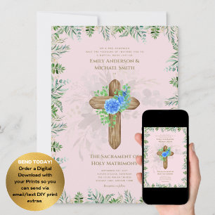 Invitation Mariage de la messe nuptiale catholique rose-rouss