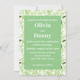 Invitation Mariage de la nature botanique Feuille verte