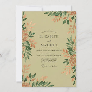 Invitation Mariage de la nature indomptée vert sauge