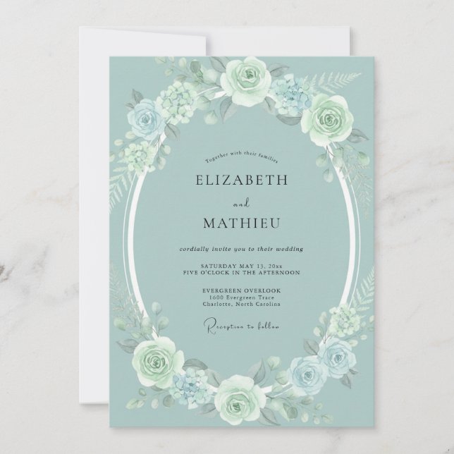 Invitation Mariage de la nature luxuriante verte eucalyptus (Devant)
