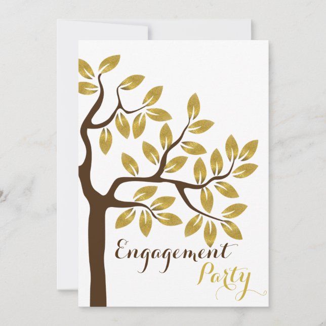 Invitation Mariage de la partie de fiançailles d'or (Devant)