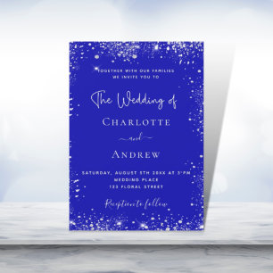 Invitation Mariage de la parties scintillant d'argent bleu ro