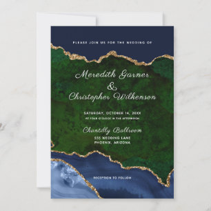 Invitation Mariage de la Parties scintillant d'or bleu vert