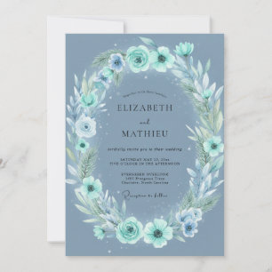 Invitation Mariage de la Pivoine Argent Acier