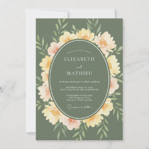 Invitation Mariage de la Pivoine Verdoyante Vert Sage