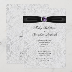 Invitation Mariage de la Post-vente de bijoux violets au ruba