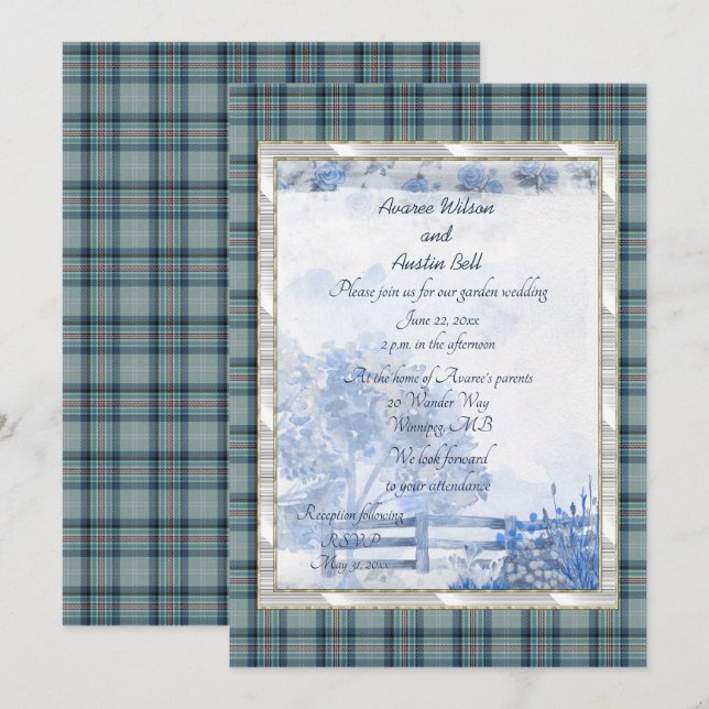 Invitation Mariage de la Princesse Diana Mémorial Tartan Gard (Devant / Derrière)