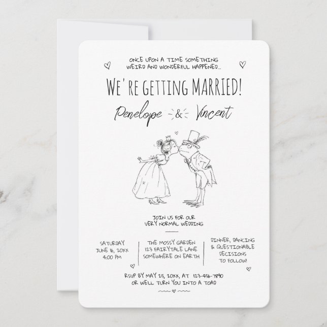 Invitation Mariage de la Princesse et la Grenouille (Devant)