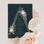 Invitation Mariage de la pyramide florale Boho<br><div class="desc">Une faire-part de mariage romantique avec de belles botaniques vintages au sommet d'une pyramide structurale en or rose.</div>