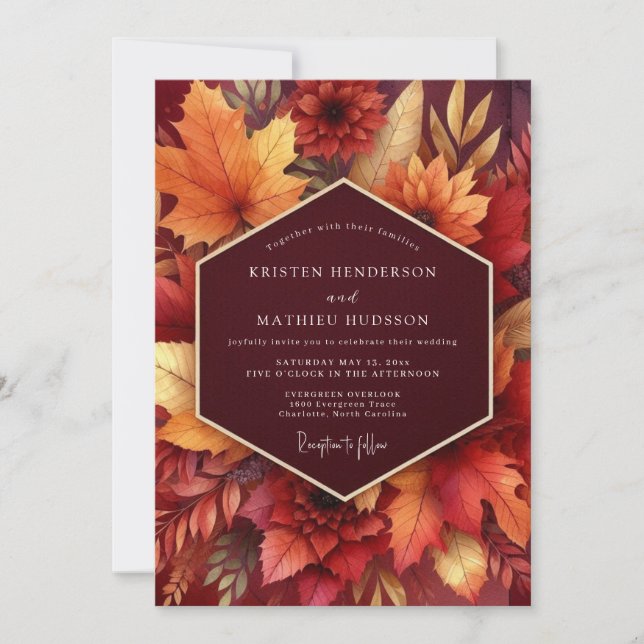 Invitation Mariage de la récolte d'automne à la floraison de  (Devant)