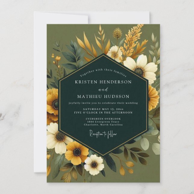 Invitation Mariage de la récolte de sauge et de souci (Devant)