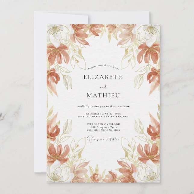 Invitation Mariage de la récolte sereine de Sienne (Devant)