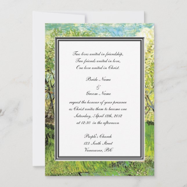 Invitation mariage de la religion, van Gogh Orchard à Blossom (Devant)
