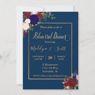 Invitation Mariage de la répétition d'or de la Marine bordeau