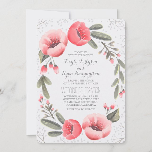 Invitation Mariage de la respiration de la couronne de fleurs (Devant)