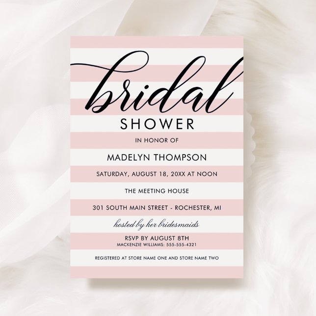 Invitation Mariage de la Robe à Rayure Rose et Noir Enterreme (Créateur téléchargé)