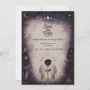 Invitation Mariage de la rose de lune de tarot gothique