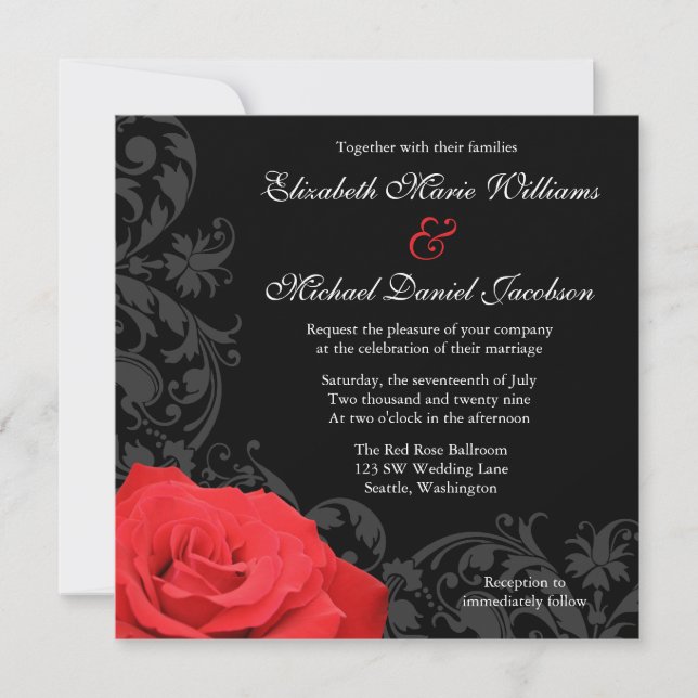 Invitation Mariage de la Rose rouge (Devant)