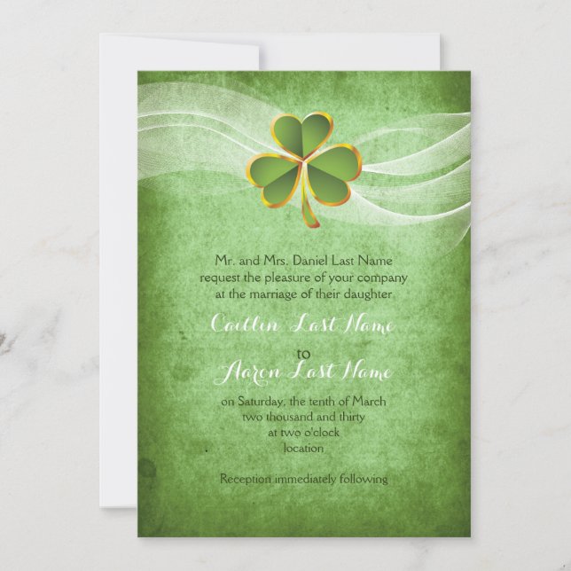 Invitation Mariage de la Saint Patrick, verdoyante en Irlande (Devant)