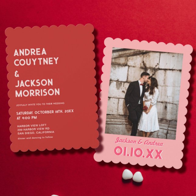 Invitation Mariage de la Saint-Valentin Rouge et Rose (Créateur téléchargé)