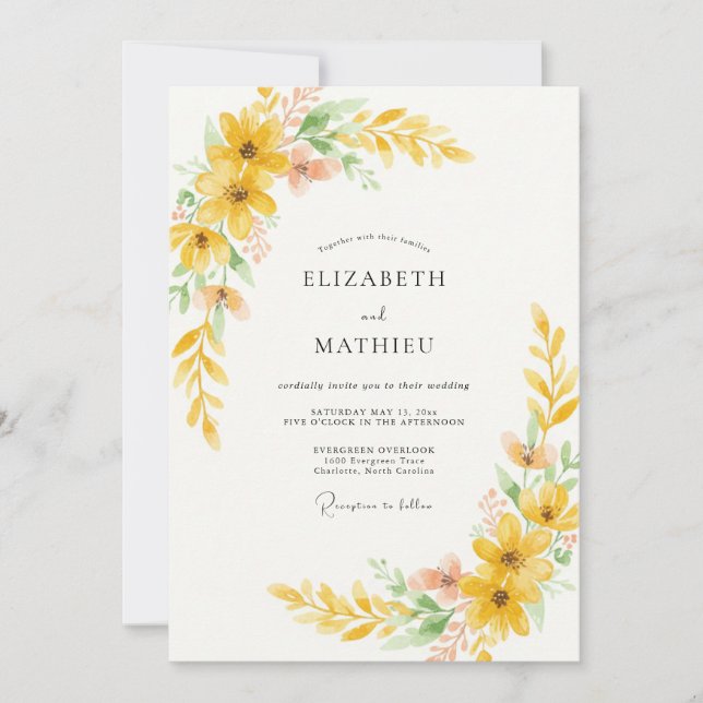 Invitation Mariage de la Sauge Tournesol Doré (Devant)