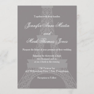 Invitation Mariage de la tour Eiffel du Titane et du Paris Bl
