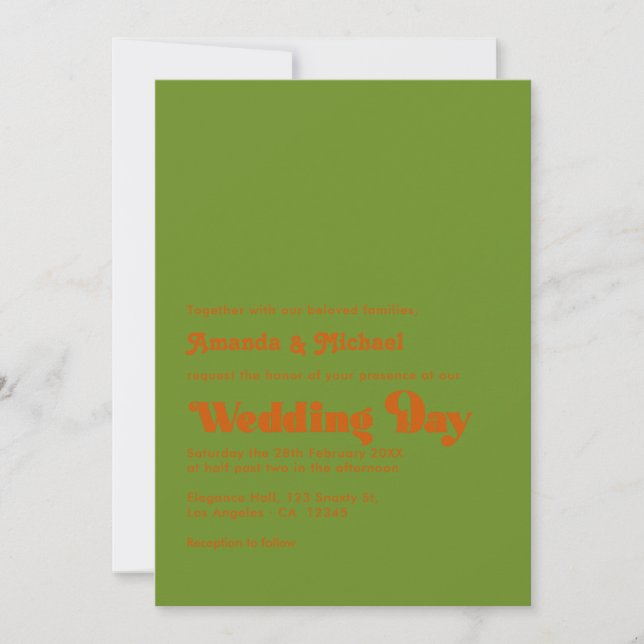 Invitation Mariage de la typographie de l'olive bohème et de  (Devant)