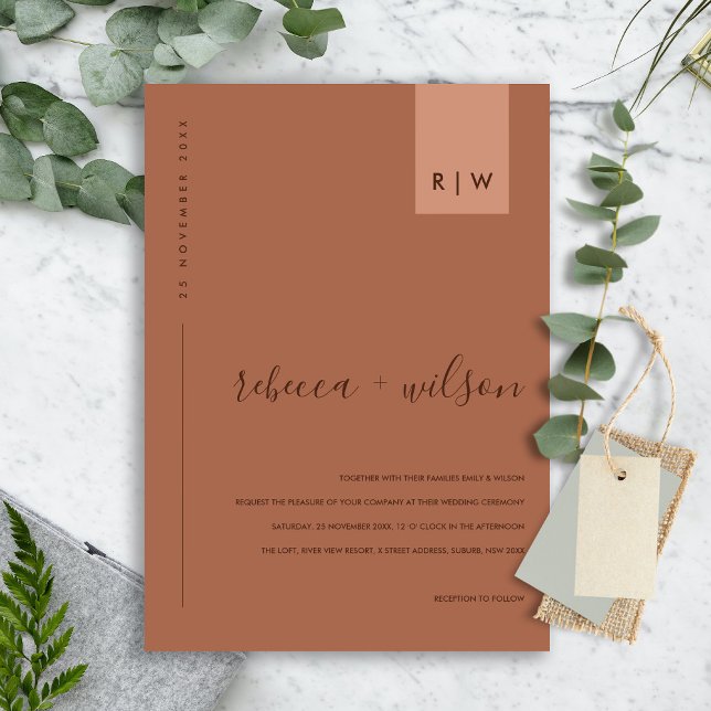 INVITATION MARIAGE DE LA TYPOGRAPHIE DE L'ORANGE EN TERRACOTT (Créateur téléchargé)