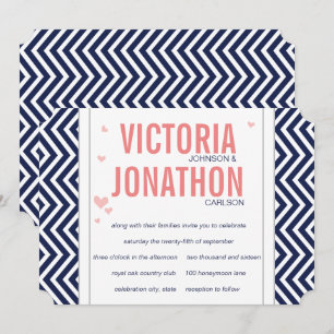 Invitation Mariage de la typographie de Zag Peach Navy et Gre