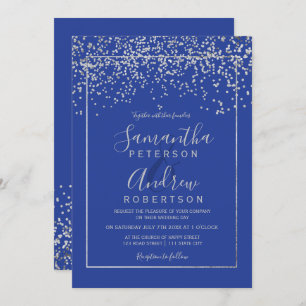 Invitation mariage de la typographie du bleu royal du confett