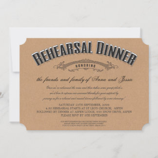 Invitation Mariage de la typographie rustique Dîner de répéti