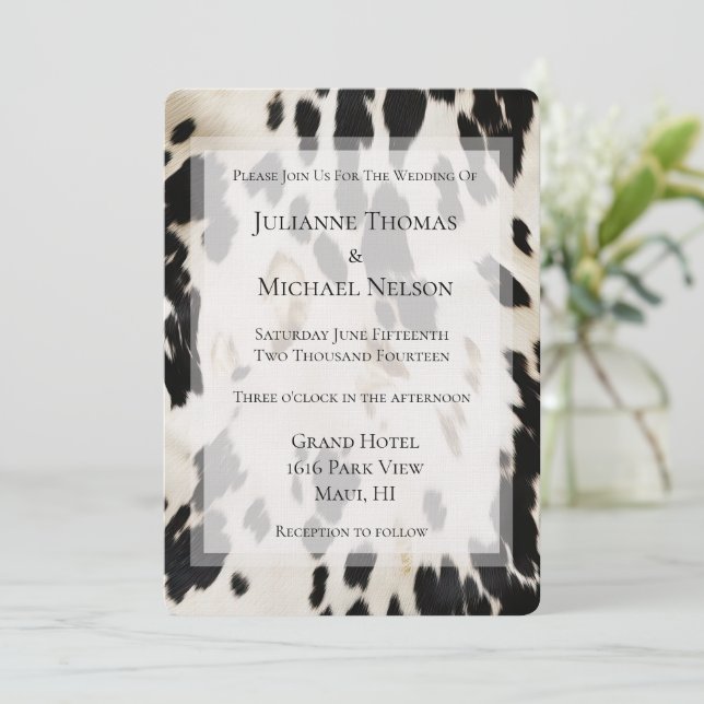 Invitation Mariage de la vache noire blanche sud-ouest (Debout devant)