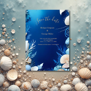 Invitation mariage de la vibe côtière bleue sécurité de la da