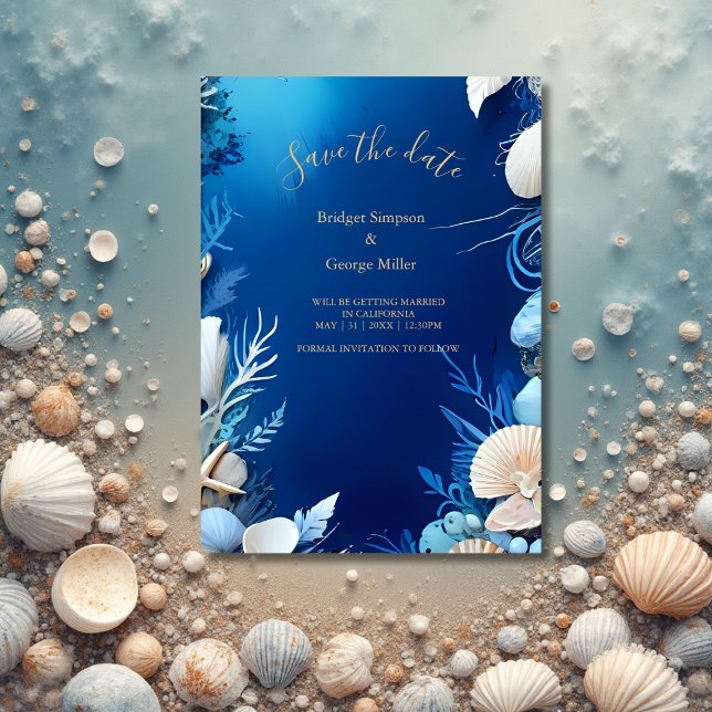 Invitation mariage de la vibe côtière bleue sécurité de la da (Créateur téléchargé)