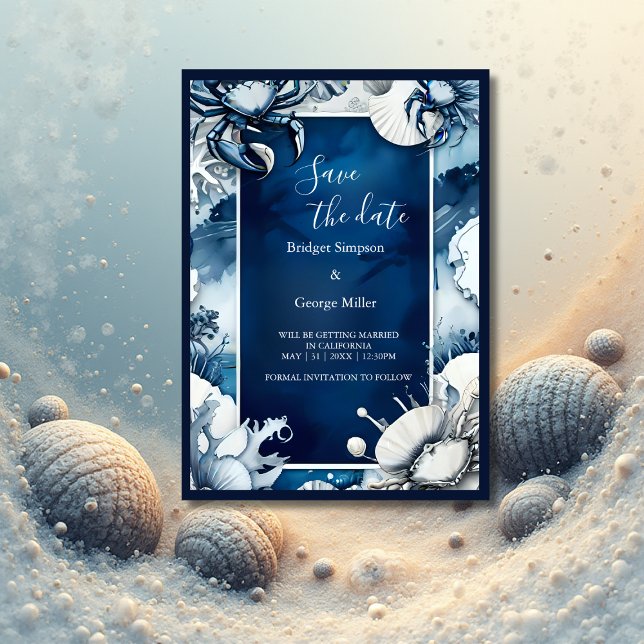 Invitation mariage de la vibe côtière bleue sécurité de la da (Créateur téléchargé)