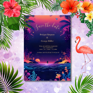 Invitation mariage de la vibe côtière bleue sécurité de la da