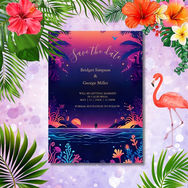 Invitation mariage de la vibe côtière bleue sécurité de la da (Créateur téléchargé)