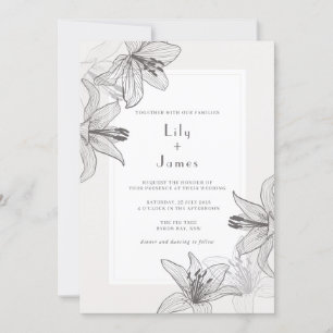 Invitation Mariage de lamelles florales illustrées classiques