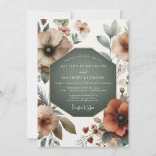 Invitation Mariage de l'anémone automnale sauge